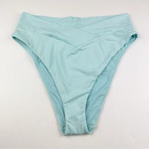 Aerie Jacquard Crossover High Cut Cheeky Bikini Bottom Light Blue Size XXL NWT